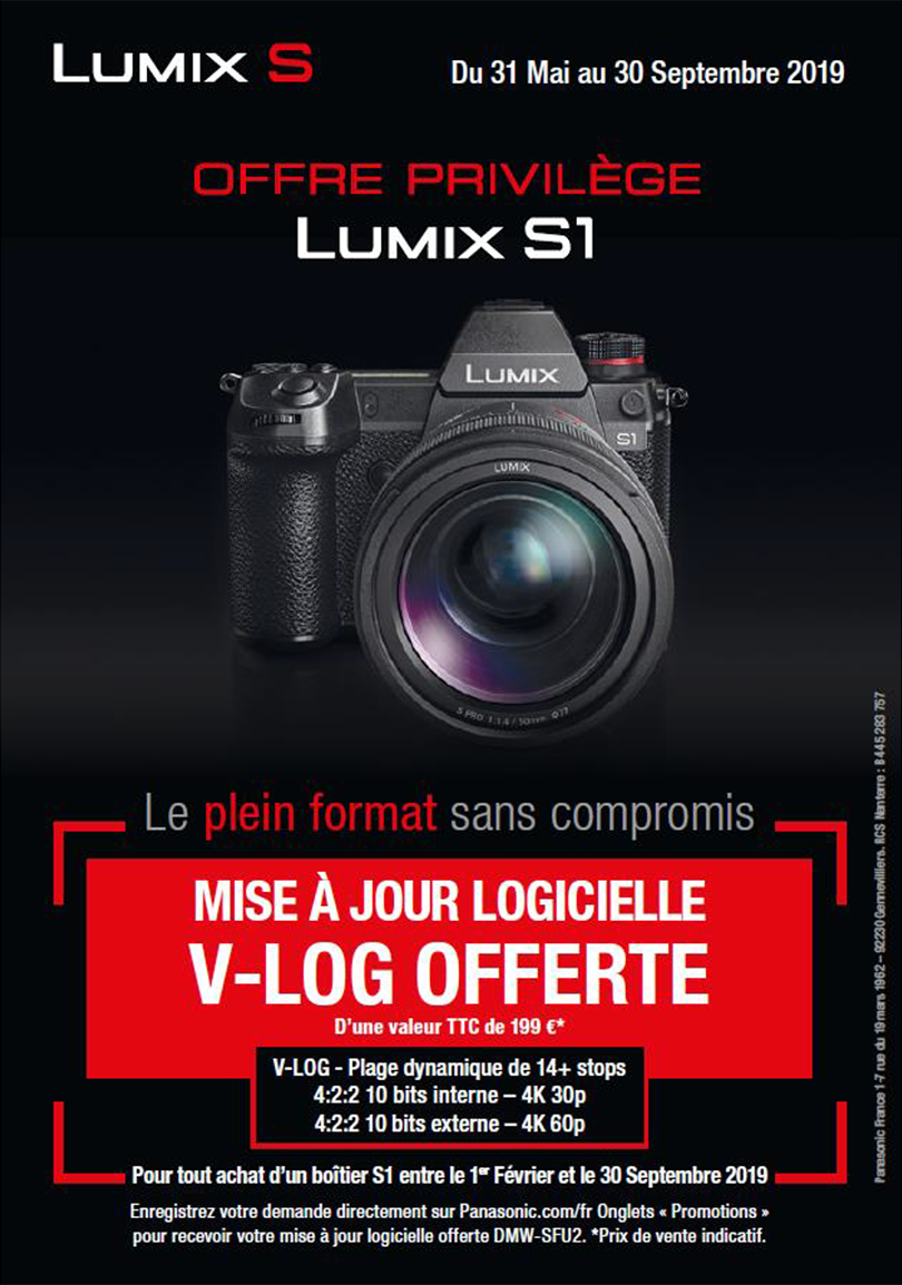 NOUVELLE MISE A JOUR LOGICIELLE PAYANTE POUR LE LUMIX S1