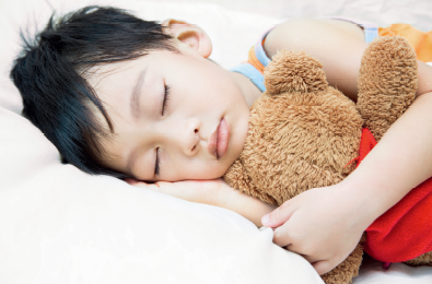 Child sleeping comfortably in a clean and refreshing air environment.