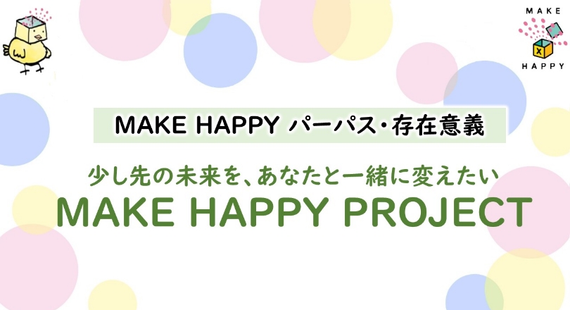 「はっぴーさん」をあしらったMAKE HAPPY プロジェクトのバーチャル背景。