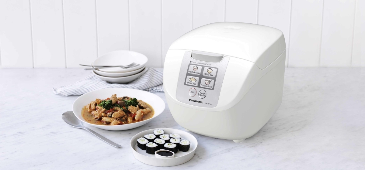 Panasonic 10 Cup Uncooked Rice Cooker with Fuzzy Logic and One-Touch Cooking for Brown Rice, White Rice, and Porridge or Soup - 1.8 Liter - Sr-df181