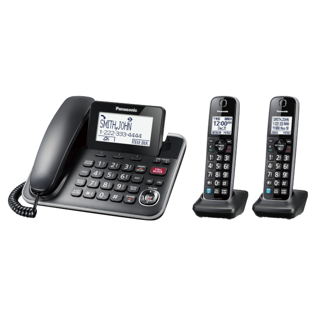 Panasonic KX-TGF892B - Sistema de teléfono con cable expandible,  emparejamiento Bluetooth para auriculares inalámbricos y audífonos, bloqueo  de