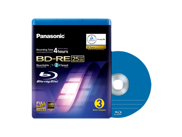 Produktabbildung LM-BEU25AE3 Blu-ray Rew. Disc, 25GB, 3er Video Box