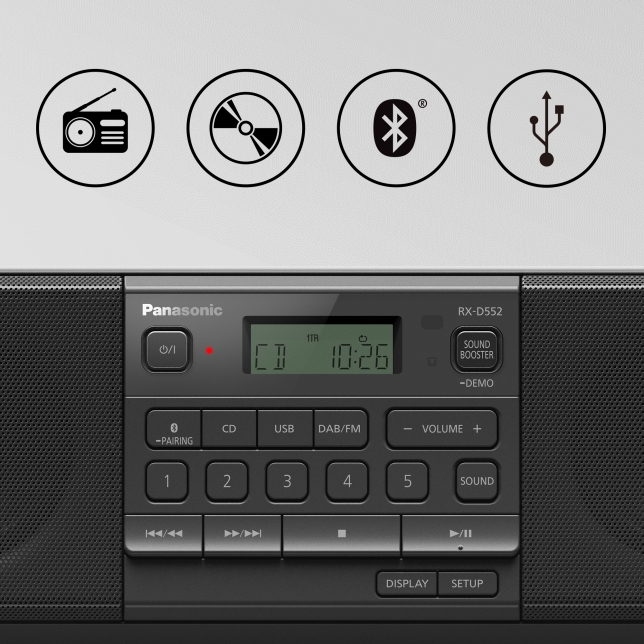 DAB+, Panasonic RX-D552 CD-Player und mit Bluetooth | Radio