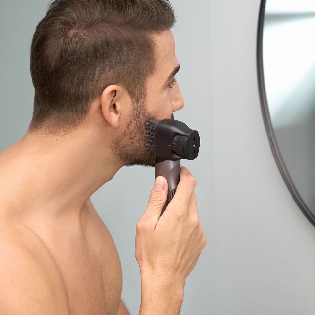 Comb accessory for all lengths of facial hair.