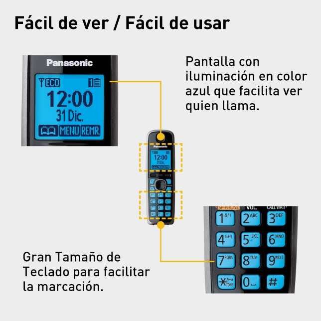 Mejora la comunicación con el teléfono Dect Panasonic TG4111 