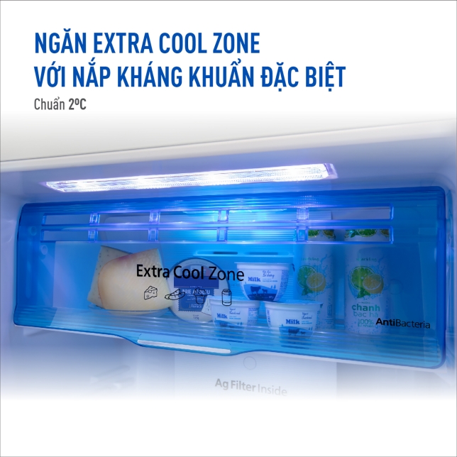 NGĂN MÁT EXTRA COOL ZONE VỚI NẮP KHÁNG KHUẨN ĐẶC BIỆT