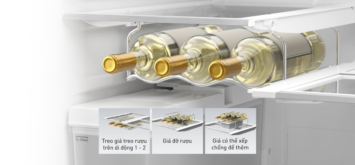 Tủ lạnh có khay riêng biệt  Sắp xếp chai lọ của bạn thật gọn gàng