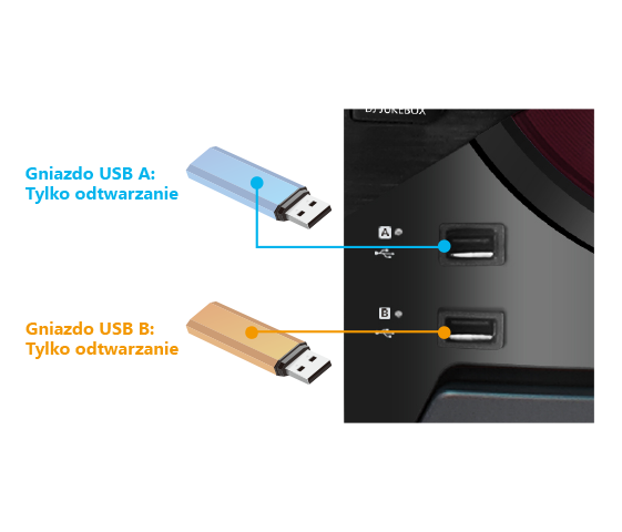 Dwa gniazda USB (tylko odtwarzanie)
